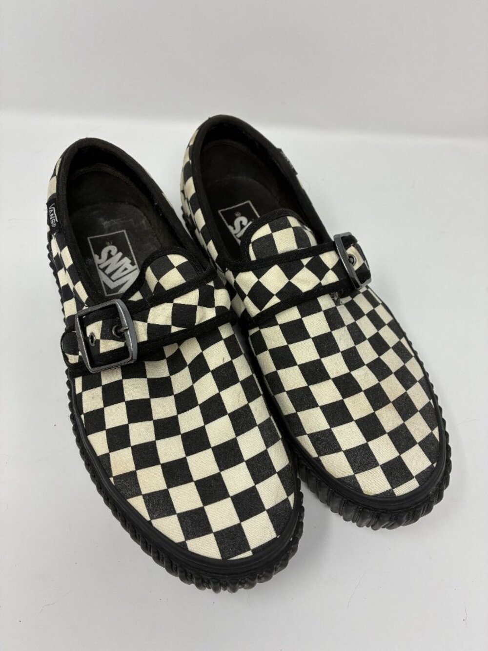 Vans Checkerboard Mary Jane Shoes W 8 M 6.5 Black White Buckle Strap Punk, Retro
